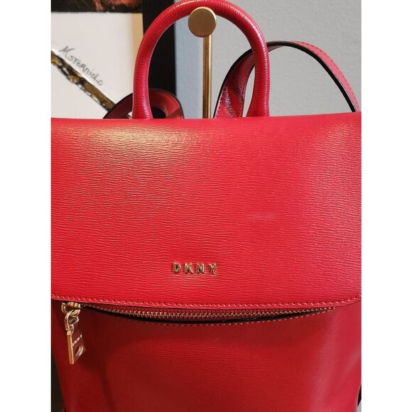 DKNY Red Leather Backpack with Top Handle And Gold Hardware main image 4